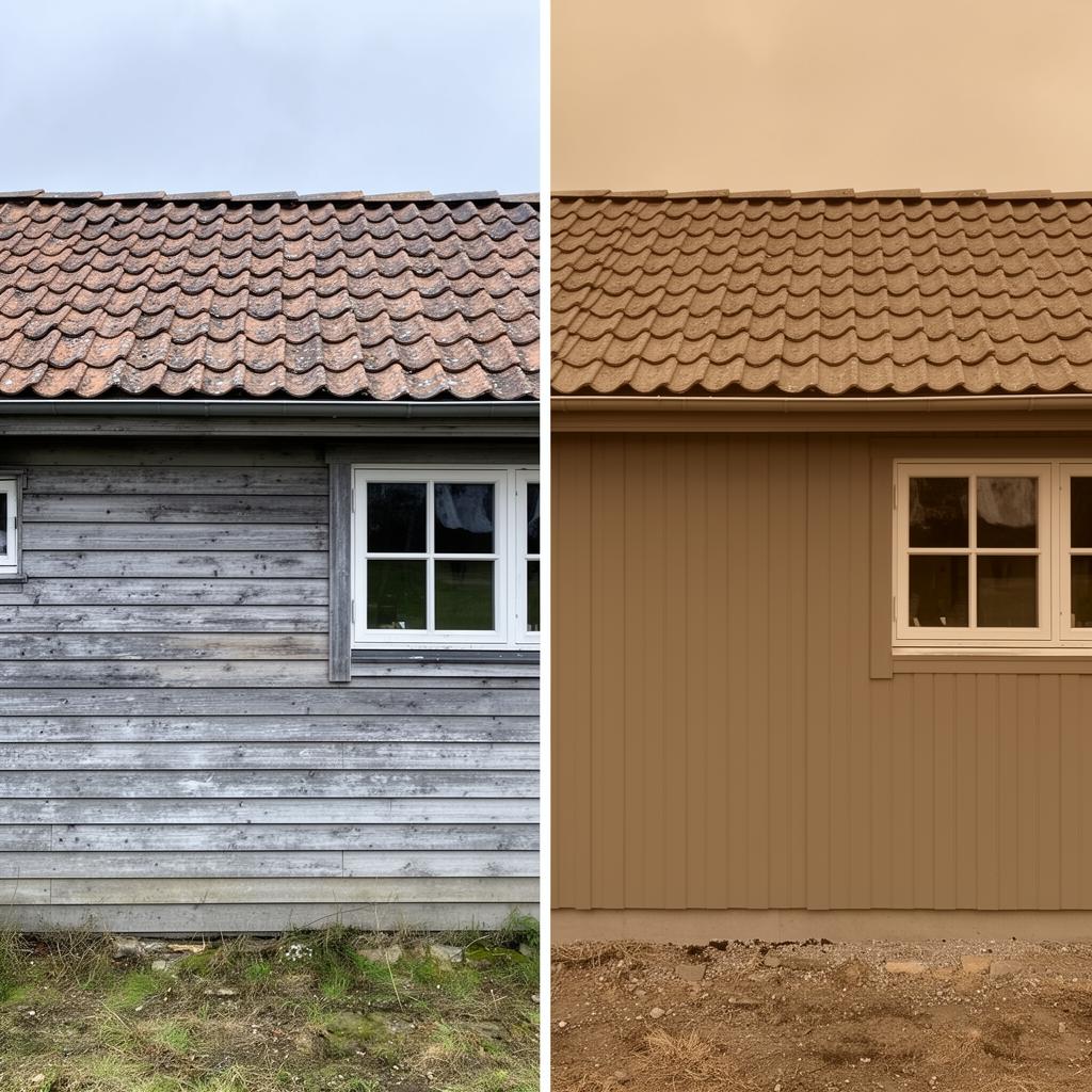 Sommerhus · Før & efter facade